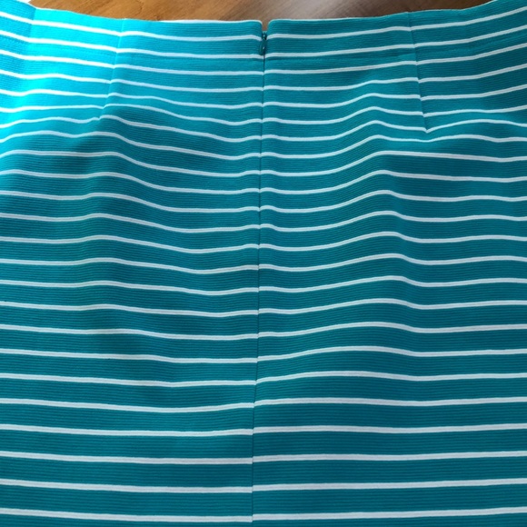 Talbots Teal/White Striped A-Line Skirt    Sz 14 - Picture 6 of 8
